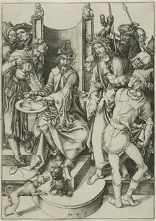 Christ before Pilate, from The Passion, c. 1480. Creator: Martin Schongauer