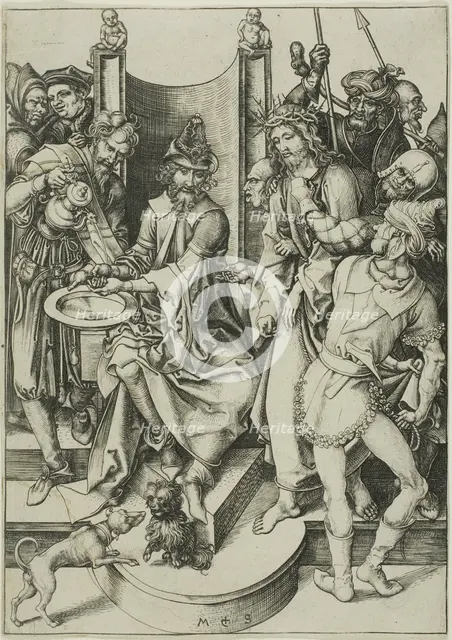 Christ before Pilate, from The Passion, c. 1480. Creator: Martin Schongauer.