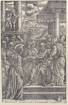 Christ before Pilate, from a series of sixteen prints of the Passion of Christ, 1538., 1538. Creator: Anon