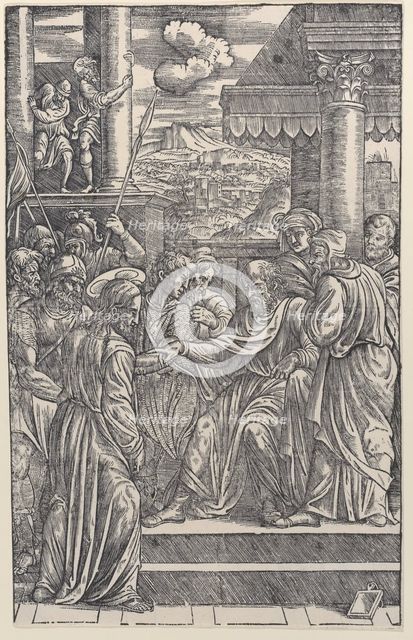 Christ before Pilate, from a series of sixteen prints of the Passion of Christ, 1538., 1538. Creator: Anon.