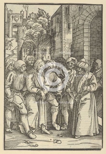 Christ before Pilate in front of his Palace, from Speculum passionis domini nostri Ihesu C..., 1507. Creator: Hans Schäufelein the Elder.