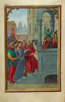 Christ before Pilate; Prayer Book of Cardinal Albrecht of Brandenburg, about 1525-1530. Creator: Simon Bening