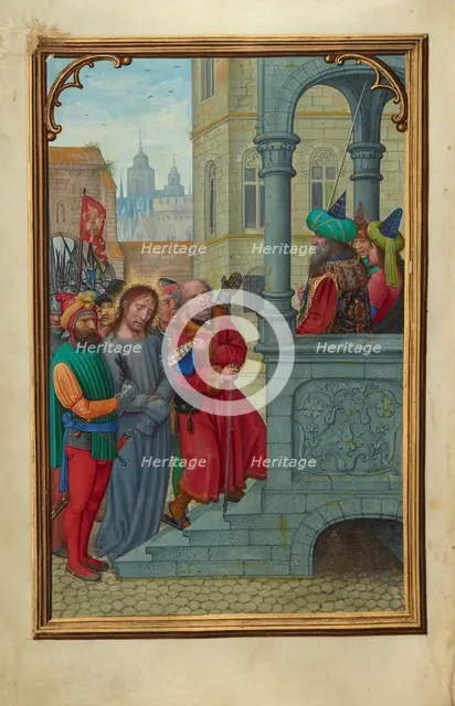 Christ before Pilate; Prayer Book of Cardinal Albrecht of Brandenburg, about 1525-1530. Creator: Simon Bening.