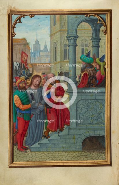 Christ before Pilate; Prayer Book of Cardinal Albrecht of Brandenburg, about 1525-1530. Creator: Simon Bening.