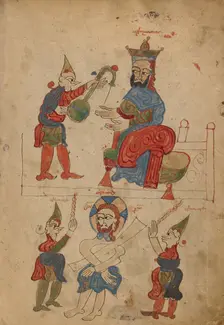 Christ before Pilate; The Flagellation; Gospel Book, 1386. Creator: Unknown
