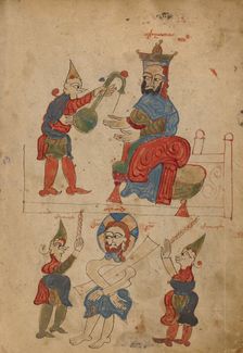 Christ before Pilate; The Flagellation; Gospel Book, 1386. Creator: Unknown