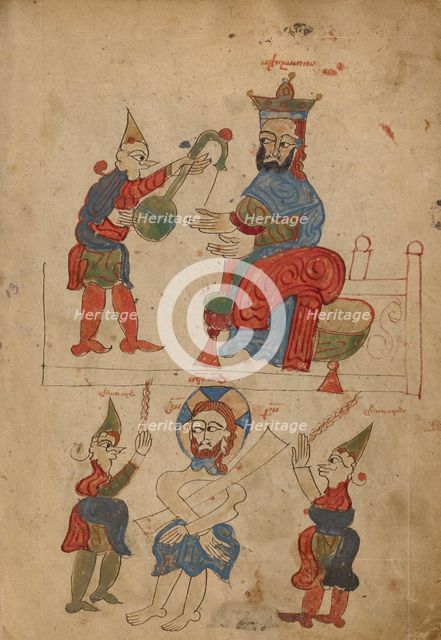Christ before Pilate; The Flagellation; Gospel Book, 1386. Creator: Unknown.