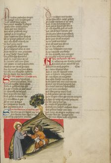 Christ before Saint John the Baptist; Weltchronik, about 1400-1410. Creator: Unknown