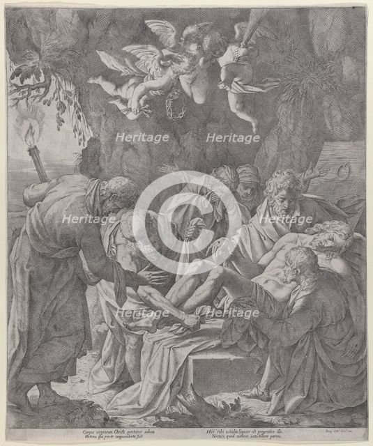 Christ being laid into the sepulcher as the Virgin stands weeping behind, 1600-30., 1600-30. Creator: Pasquale Ottino.