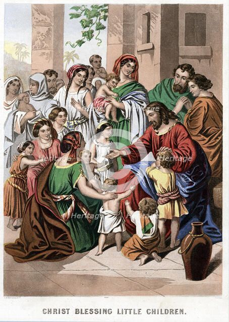 'Christ Blessing Little Children', mid 19th century. Artist: Kronheim & Co