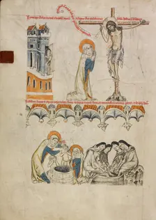 Christ Blessing Saint Hedwig; Saint Hedwig Washing Her Grandson's Face, 1353. Creator: Unknown