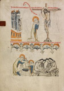 Christ Blessing Saint Hedwig; Saint Hedwig Washing Her Grandson's Face, 1353. Creator: Unknown