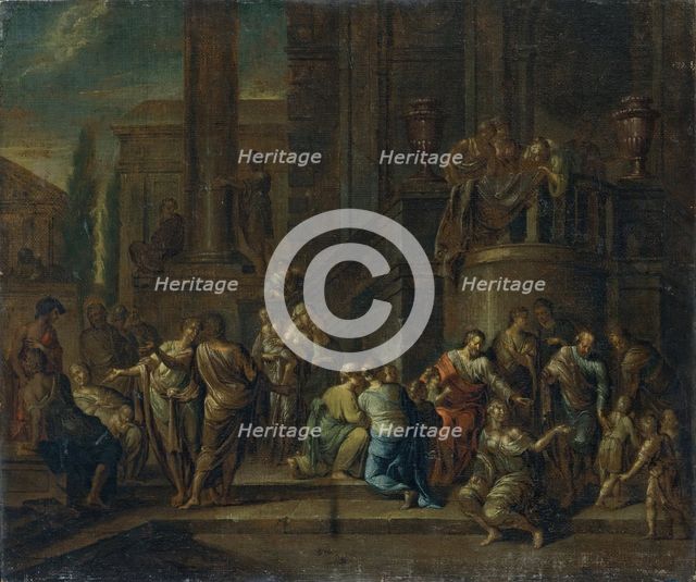 Christ Blessing the Children ('Suffer little children to come unto me, and forbid them not...'),1696 Creator: Gaspar Jacob van Opstal II.