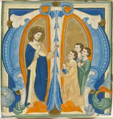 Christ Blessing Three Young Men, initial M from a Gradual, 1320/30. Creator: Maestro Daddesco
