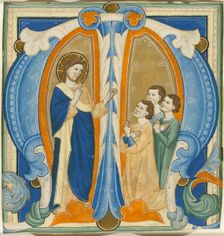 Christ Blessing Three Young Men, initial M from a Gradual, 1320/30. Creator: Maestro Daddesco