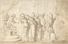 Christ Brought Before Pontius Pilate, 17th century. Creator: Anon