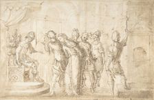 Christ Brought Before Pontius Pilate, 17th century. Creator: Anon