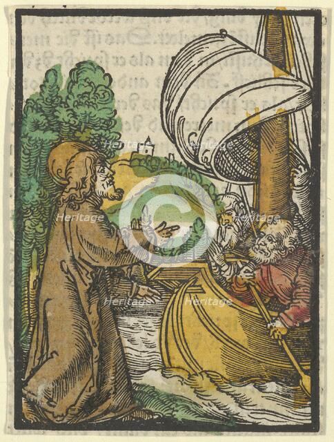 Christ Calming the Storm on Lake Tiberias, from Das Plenarium, 1517. Creator: Hans Schäufelein the Elder.