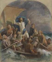 Christ Calms the Storm, study for the altarpiece in Raahe church, 1925. Creator: Eero Jarnefelt