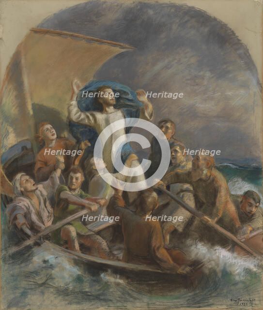 Christ Calms the Storm, study for the altarpiece in Raahe church, 1925. Creator: Eero Jarnefelt.