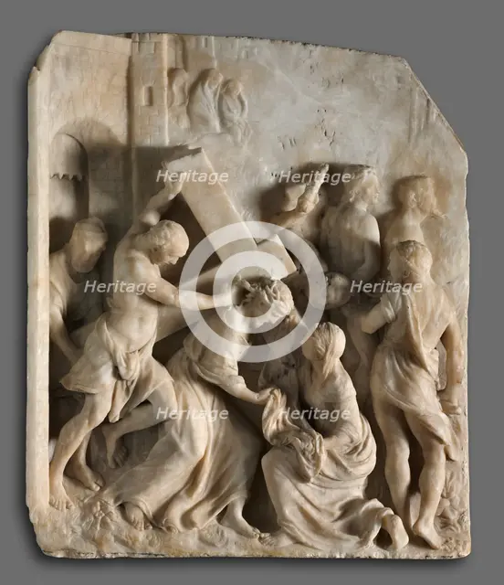 Christ Carrying the Cross with Saints Simon and Veronica, c. 1545. Creator: Jacques Dubroeucq (Netherlandish, 1500/10-1584), workshop of.