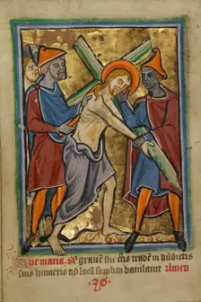 Christ Carrying the Cross, about 1190-1200; text added about 1480-1490. Creator: Unknown