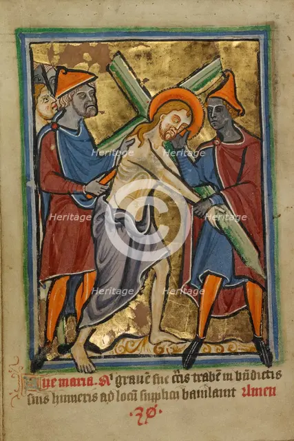 Christ Carrying the Cross, about 1190-1200; text added about 1480-1490. Creator: Unknown.