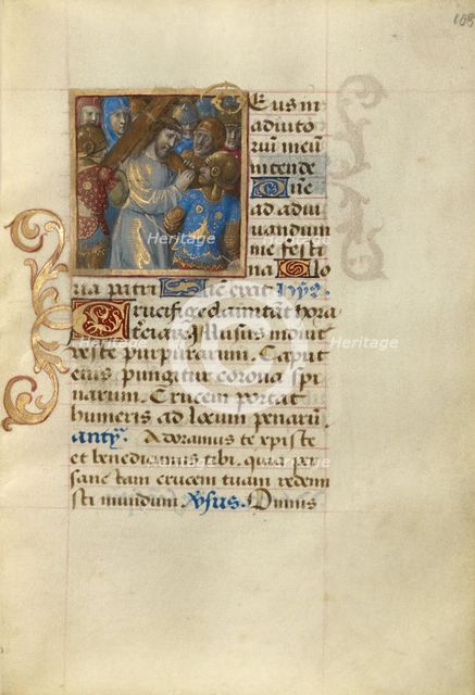 Christ Carrying the Cross; Poncher Hours, about 1500. Creator: Master of Cardinal Bourbon.