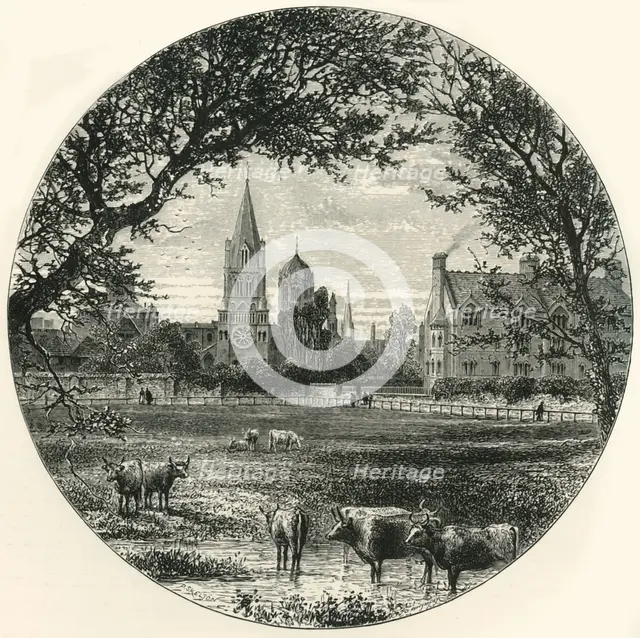 'Christ Church, from Merton Meadows', c1870.