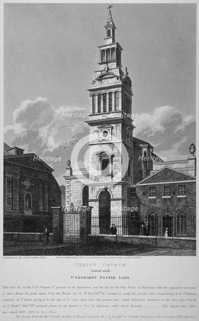 Christ Church, Newgate Street, City of London, 1814. Artist: William Wise
