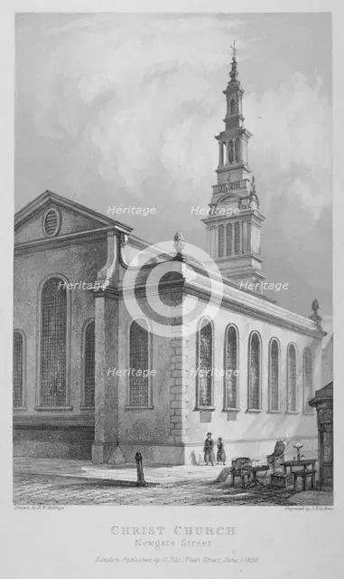 Christ Church, Newgate Street, City of London, 1838.                                    Artist: John Le Keux