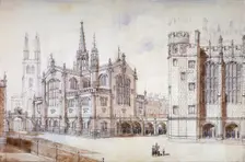Christ Church, school hall and proposed new building, Christ's Hospital, City of London, 1870. Artist: Anon
