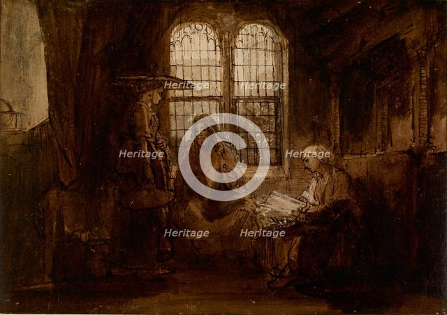 Christ Conversing with Martha and Mary, ca 1652. Artist: Rembrandt van Rhijn (1606-1669)