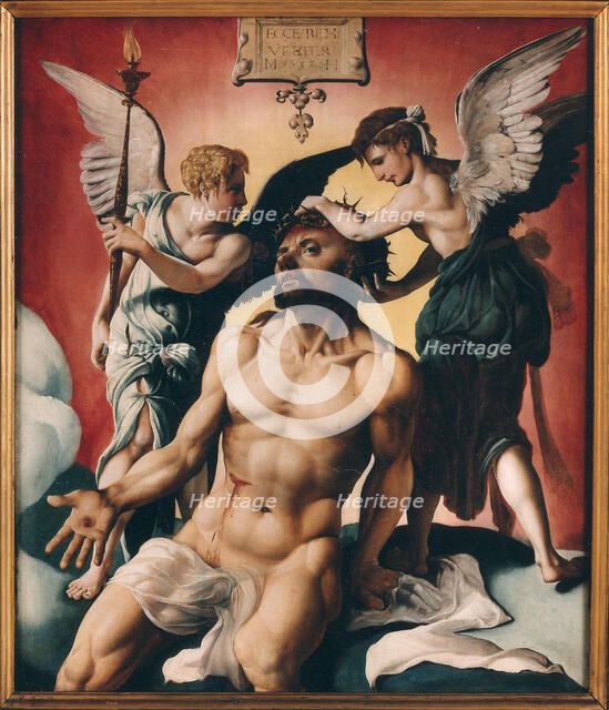 Christ crowned with thorns between two angels, 1532. Creator: Heemskerck, Maarten Jacobsz, van (1498-1574).