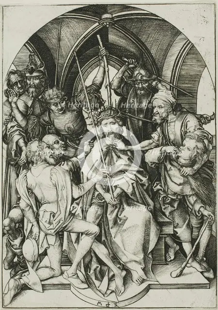 Christ Crowned With Thorns, from The Passion, c. 1475. Creator: Martin Schongauer.