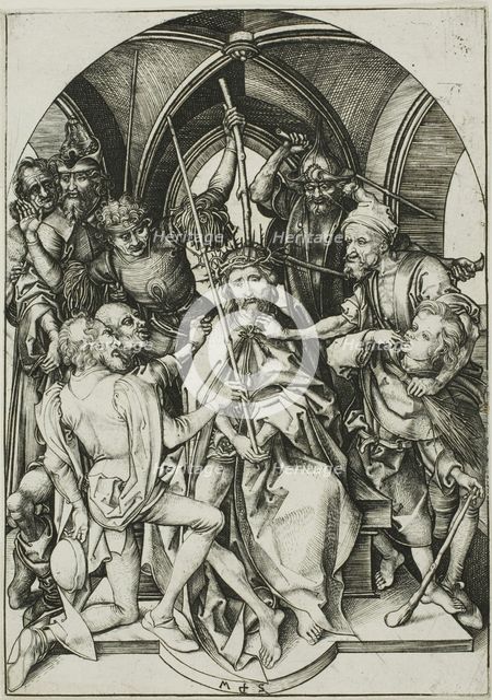 Christ Crowned With Thorns, from The Passion, c. 1475. Creator: Martin Schongauer.