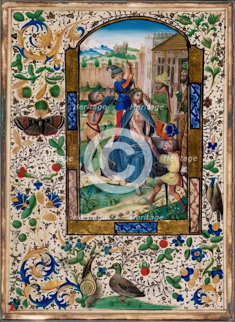 Christ Crowned with Thorns - One of four Illuminated pages from a Book of Hours, c1430-1450. Creator: Unknown.