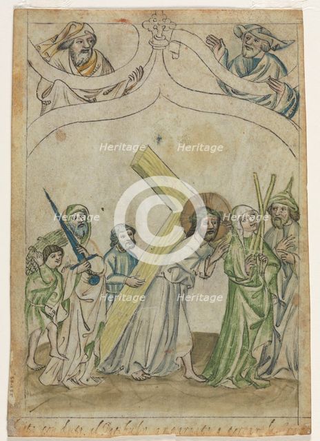 Christ Crowned with Thorns (recto) Christ Carrying the Cross (verso), c. 1410. Creator: Unknown.