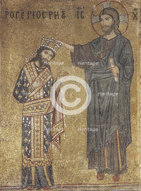 Christ crowning king Roger II of Sicily, 12th century.