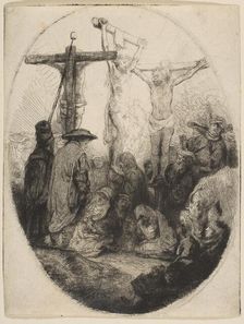 Christ Crucified Between Two Thieves; oval plate, ca. 1641. Creator: Rembrandt Harmensz van Rijn