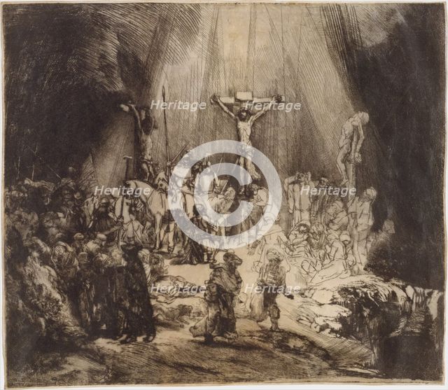 Christ Crucified between the Two Thieves: The Three Crosses, 1653., 1653. Creator: Rembrandt Harmensz van Rijn.