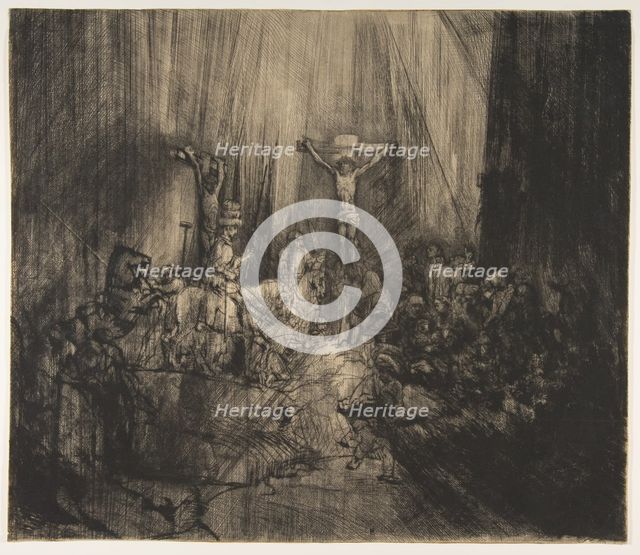 Christ Crucified between the Two Thieves: The Three Crosses, ca. 1660. Creator: Rembrandt Harmensz van Rijn.