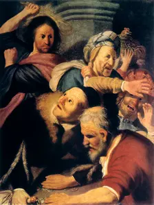 Christ Drives the Money-Changers from the Temple 1626. Artist: Rembrandt Harmensz van Rijn