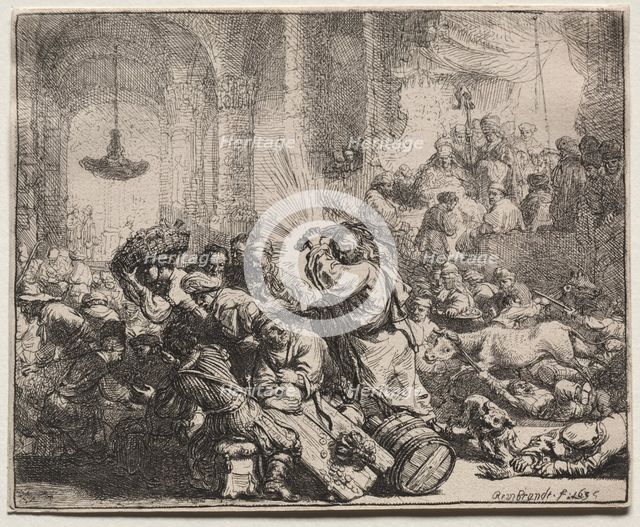 Christ Driving the Money Changers from the Temple, 1635. Creator: Rembrandt van Rijn (Dutch, 1606-1669).