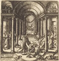 Christ Driving the Money Changers from the Temple, probably c. 1576/1580. Creator: Leonard Gaultier