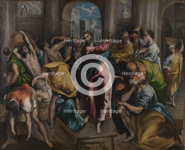 Christ driving the Traders from the Temple, ca. 1600. Artist: El Greco, Dominico (1541-1614)