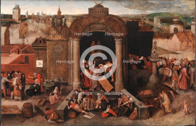 Christ Driving the Traders from the Temple;The Purification of the Temple, 1570-1670. Creators: Hieronymus Bosch, Pieter Bruegel the Elder.