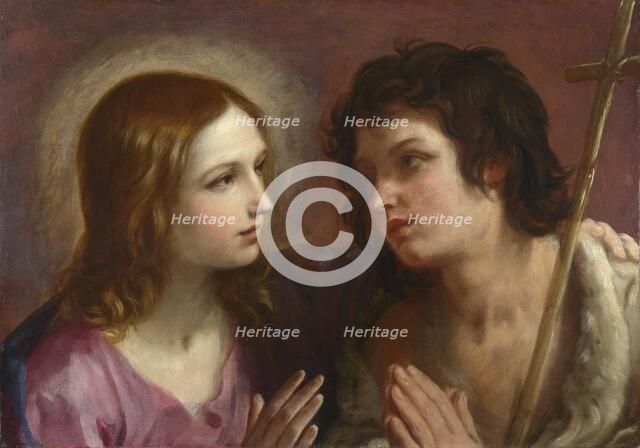 Christ embracing Saint John the Baptist, c. 1640. Artist: Reni, Guido (1575-1642)
