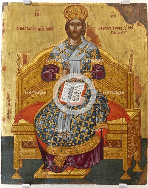 Christ Enthroned (Saviour of the World), 18th century. Artist: Russian icon  