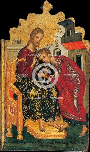 Christ giving the Benediction to John the Evangelist, c. 1450. Artist: Ritzos, Andreas (1421-1492)